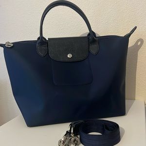 Longchamp navy blue with crossbody strap